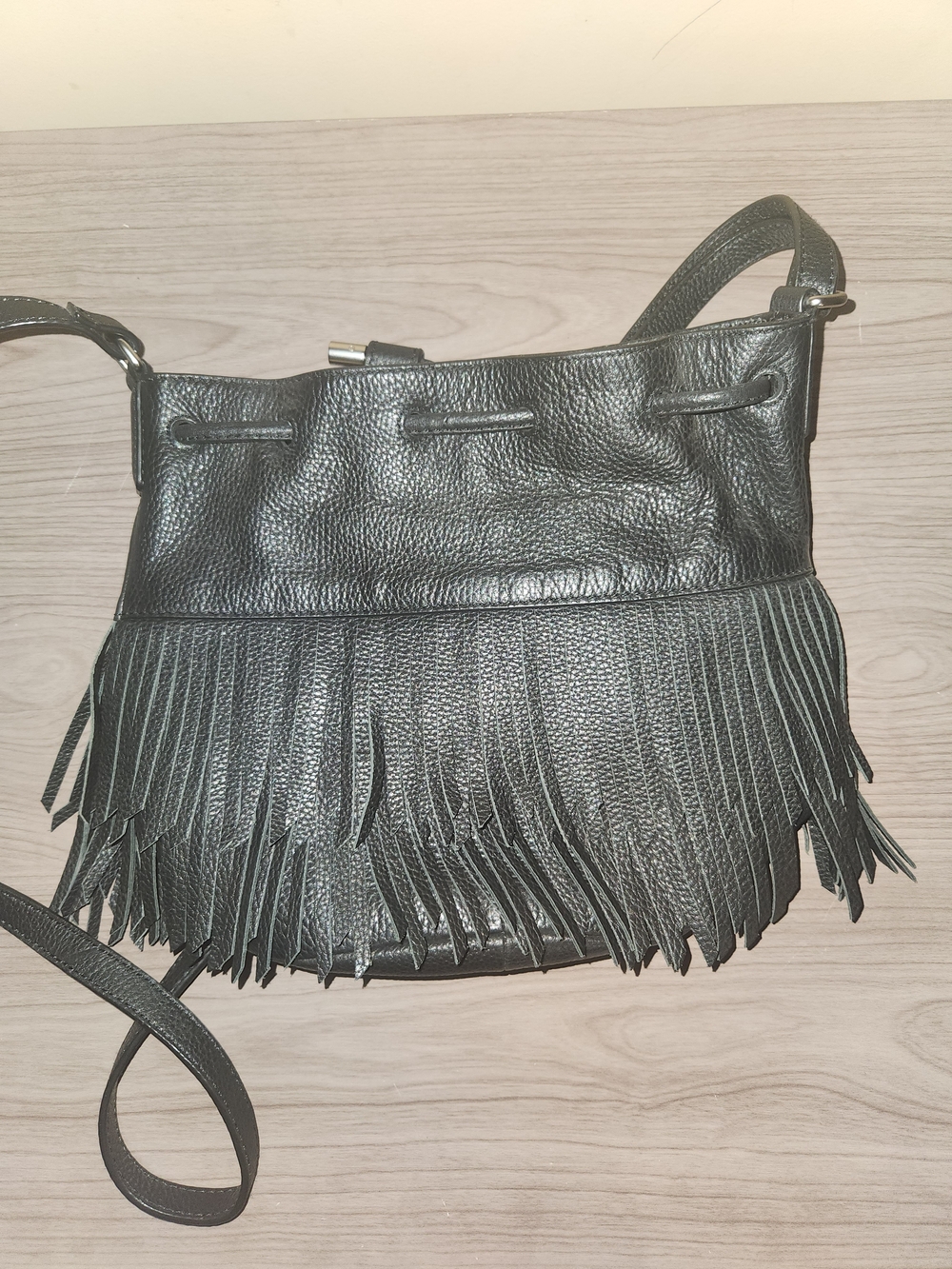 Harley-Davidson Black Fringe Drawstring Crossbody Bag - Picture 5 of 5